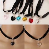 Crystal Heart Pendant Peach Necklace Jewelry