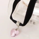 Crystal Heart Pendant Peach Necklace Jewelry
