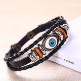Evil Eye Charm Bracelet Multi-layer Leather Beaded Bracelet
