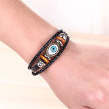Evil Eye Charm Bracelet Multi-layer Leather Beaded Bracelet