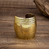 Exaggerated Curved Wave Stripe Open Cuff Bracelet for Women