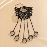 Gothic Finger Chain Silk Glove Ring Bracelet Halloween Women's Handback Chain