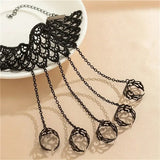 Gothic Finger Chain Silk Glove Ring Bracelet Halloween Women's Handback Chain