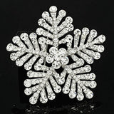 Exaggerated Christmas Snowflake Brooch Silver Stone Coat Pin