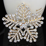 Exaggerated Christmas Snowflake Brooch Silver Stone Coat Pin