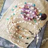 Retro Fairy Hair Jewelry Natural Freshwater Pearl Purple Jade Amethyst Hair Band