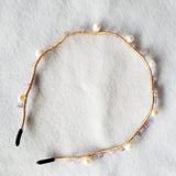 Retro Fairy Hair Jewelry Natural Freshwater Pearl Purple Jade Amethyst Hair Band