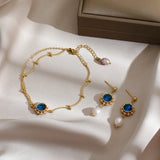 Crystal Pearl Charm Bracelet for Women Stainless Steel Jewelry Gift