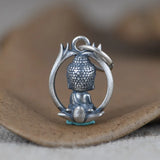 Small Buddha Pendant in S925 Sterling Silver Retro Cartoon Art for Women