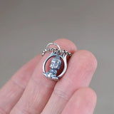 Small Buddha Pendant in S925 Sterling Silver Retro Cartoon Art for Women