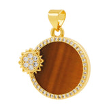 Retro Hot Tiger Eye Shell Agate Round Pendant for DIY Necklace