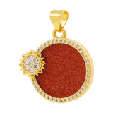 Retro Hot Tiger Eye Shell Agate Round Pendant for DIY Necklace