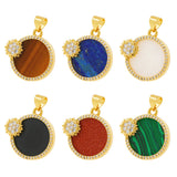 Retro Hot Tiger Eye Shell Agate Round Pendant for DIY Necklace