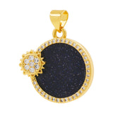 Retro Hot Tiger Eye Shell Agate Round Pendant for DIY Necklace