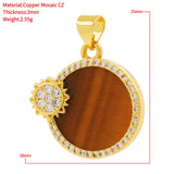 Retro Hot Tiger Eye Shell Agate Round Pendant for DIY Necklace
