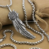 Men's Biker Feather Pendant Stainless Steel AJ018