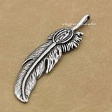 Men's Biker Feather Pendant Stainless Steel AJ018
