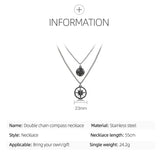 Retro Personality Compass Double-layer Chain Hip-Hop Necklace