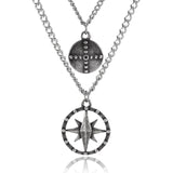 Retro Personality Compass Double-layer Chain Hip-Hop Necklace
