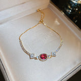 Red Zircon Stainless Steel Adjustable Bracelet Girl Charm Bracelet