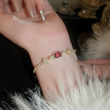 Red Zircon Stainless Steel Adjustable Bracelet Girl Charm Bracelet