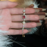 Red Zircon Stainless Steel Adjustable Bracelet Girl Charm Bracelet