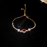 Red Zircon Stainless Steel Adjustable Bracelet Girl Charm Bracelet