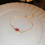 Red Zircon Stainless Steel Adjustable Bracelet Girl Charm Bracelet