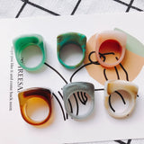 Colorful Resin Acrylic Ring Set Sweet Girl Jewelry Gift