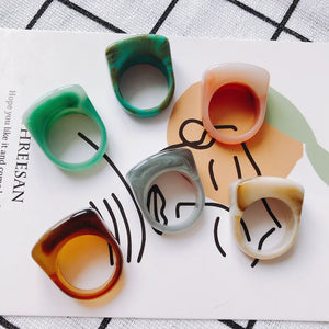 Colorful Resin Acrylic Ring Set Sweet Girl Jewelry Gift