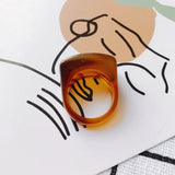 Colorful Resin Acrylic Ring Set Sweet Girl Jewelry Gift