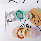 Retro Resin Colorful Geometric Round Plain Ring Set
