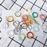 Retro Resin Colorful Geometric Round Plain Ring Set