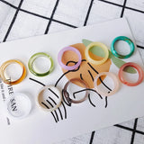 Retro Resin Colorful Geometric Round Plain Ring Set