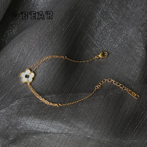 Retro Daisy Flower Bracelet 18k Plated Stainless Steel