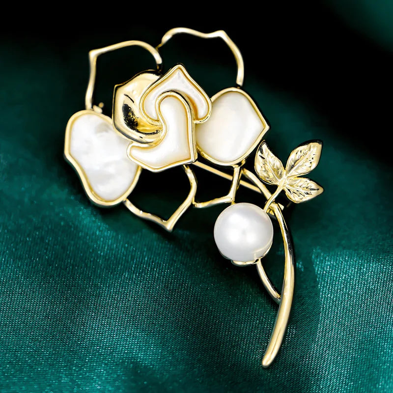 Zircon Rose Flower Brooch Pin for Women Girl Gift