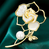 Zircon Rose Flower Brooch Pin for Women Girl Gift