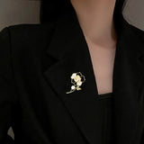 Zircon Rose Flower Brooch Pin for Women Girl Gift