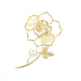 Zircon Rose Flower Brooch Pin for Women Girl Gift