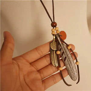 Ethnic Style Long Tassel Sweater Chain Necklace for Woman