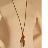 Ethnic Style Long Tassel Sweater Chain Necklace for Woman