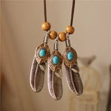 Ethnic Style Long Tassel Sweater Chain Necklace for Woman