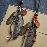 Ethnic Style Long Tassel Sweater Chain Necklace for Woman