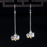 Sterling Silver Retro Flower Tassel Earrings Hook