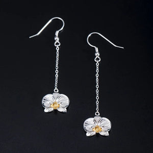 Sterling Silver Retro Flower Tassel Earrings Hook