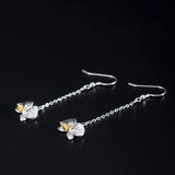 Sterling Silver Retro Flower Tassel Earrings Hook
