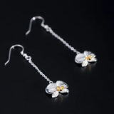 Sterling Silver Retro Flower Tassel Earrings Hook