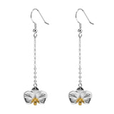 Sterling Silver Retro Flower Tassel Earrings Hook