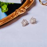 Retro Flower Pearl Earring with Zircon Diamond 14K Filled Silver for Women