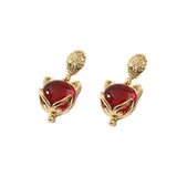 Retro Fox Head Garnet Pendant Necklace